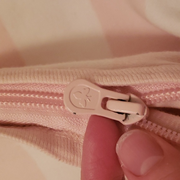 Burt's Bees Baby M 6-12M Girl Pink White Striped Sleep Sack - Picture 5 of 5